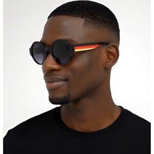 Men Round Sunglasses Retro Style Designer Fashion Shades Black Red Gold Luxury